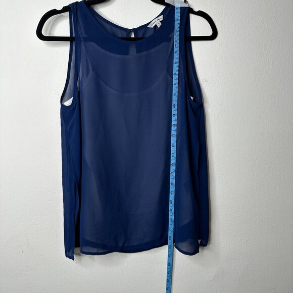 Naked Zebra Flowy Sheer Blue Sleeveless Overtop With White Cami Underneath S - Picture 9 of 11